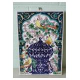 Signed Hand Painted Tile Wall Hanging
