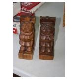 Pair of Wood Carved Bookends