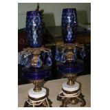 Pair of Cobalt Blue Lamps 22.5H