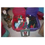 2 Totes with Christmas Items incl Lights