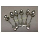 6 Early Silver Bengal Spoons by Daniel & Arter, 6 Early Silver Bengal Spoons by Daniel & Arter,
