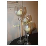 3 Tall Glass Candle Holders