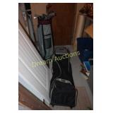 Golf Bag & Older Clubs, Golf Travel Bag & Statue
