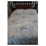 Double Bed incl Headboard, Frame/ Wheels, bedding