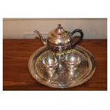 Silver Plate, Tray, Pot, Cream & Sugar