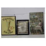 3 Signs, 1 is Tin, Largest 10x16