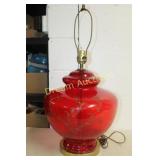 Large Retro Red  Glass Table Lamp 30H