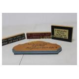 4 Wooden Signs, Largest 5.5x16