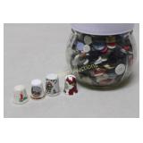 Jar of Buttons & 4 Thimbles