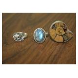 3 Sterling Silver Rings Size 9 3 Sterling Silver Rings Size 9
