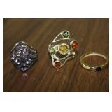 3 Sterling Silver Rings Size 9.5