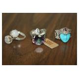 3 Sterling Silver Rings Size 9 3 Sterling Silver Rings Size 9