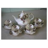 Royal Albert 'Celebration' Tea Pot, 4 Cups & Sauc Royal Albert 'Celebration' Tea Pot, 4 Cups & Sauc