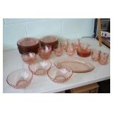 Partial Set of Pink Swirl Dishes