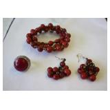 Sterling Silver Bracelet, Earrings & Ring Size 7 Sterling Silver Bracelet, Earrings & Ring Size 7