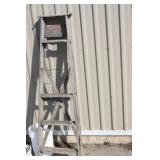 Vintage Wooden Stepladder 67H, Some Damage