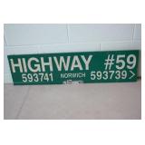 Double Sided Metal Highway 59 Sign 9x34