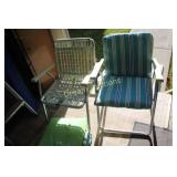 2 Vintage Aluminum Folding Chairs with Cushions