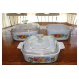 3 Vintage Casserole Dishes with Lids