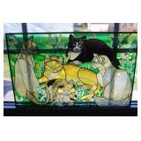 Cat Theme Stainglass Style Window Hanging