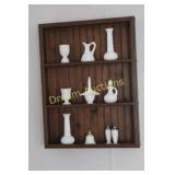 Wooden Shelf with Milk Glass 23.5x31