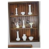 Wooden Shelf with Milk Glass 23.5x31