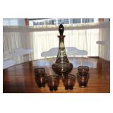 Retro Decanter Set with 6 Glasses