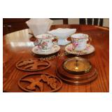 2 Cups & Saucers, Milk Glass & More