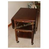 Wooden Tea Cart with Drop Leaf Sides, Closed 30x21 Wooden Tea Cart with Drop Leaf Sides, Closed 30x21
