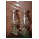Pair of Oil Lamps 13.5H Pair of Oil Lamps 13.5H