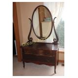 Vintage 2 Drawer Dresser, Bevilled Oval Mirror Vintage 2 Drawer Dresser, Bevilled Oval Mirror