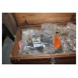 Vintage Wooden Box with Fly Tying Feathers Vintage Wooden Box with Fly Tying Feathers