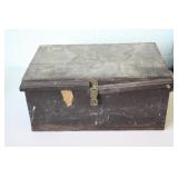 Vintage Wooden Box with Contents 21 x 13 x 9H
