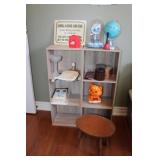 2 Small Shelves 12x9.5x31H & Contents & Bench