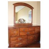 Wooden Dresser & Mirror 84 x 18 x 73H