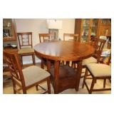 Wooden Table 41DX36H & 6 Chairs, Leaf 18"