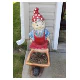 Cement Gnome & Wheelbarrow 33H