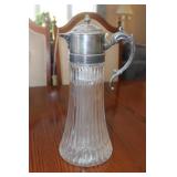 Large Crystal & Silverplate Decanter 14"H