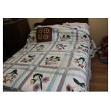 Wooden Bed on Castors , Frame, Mattress 55x73.5