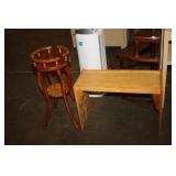 Plant Stand & Wooden Table