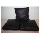3 Faux Leather Cushions