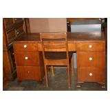 Wooden Desk & Chair 48 x 16 x 28H