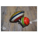 2 Vintage Spinning Top Toys