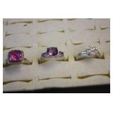3 Sterling Silver Rings Size 6.5 & 7