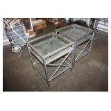 2 Metal / Glass Side Tables 20.5 x 24H