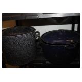 2 Large Graniteware Pots