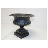 Cast Black Pedastal urn Planter 10.5H 12D