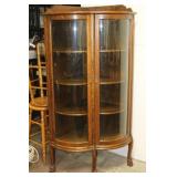 Corner Wooden Display Cabinet with Bow Glass