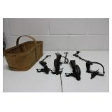 Basket with 4 Vintage Traps