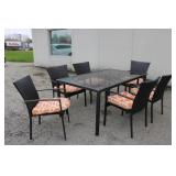 Patio Table with Glass Top & 6 Chairs